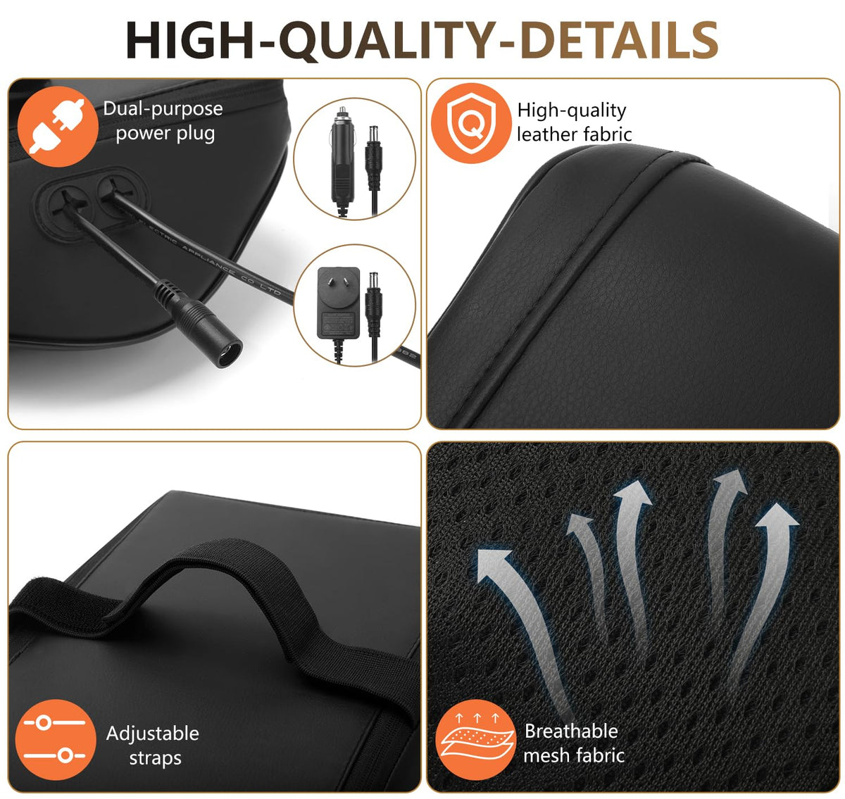 Kovizen Electric Kneading Massage Pillow with 3D Nodes & Heat for Back NEW