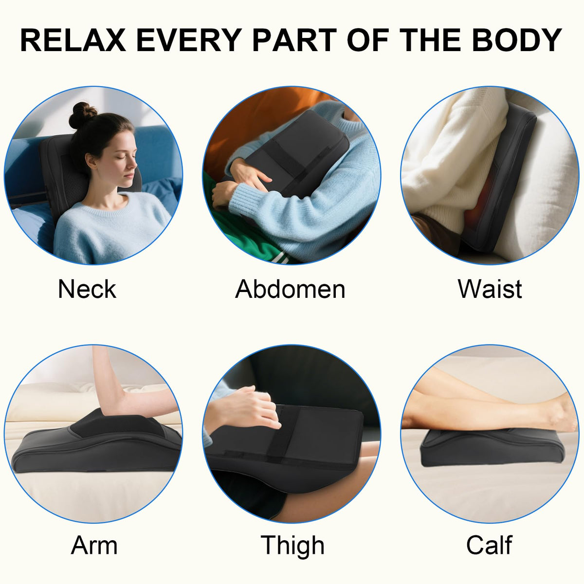 Kovizen Electric Kneading Massage Pillow with 3D Nodes & Heat for Back NEW