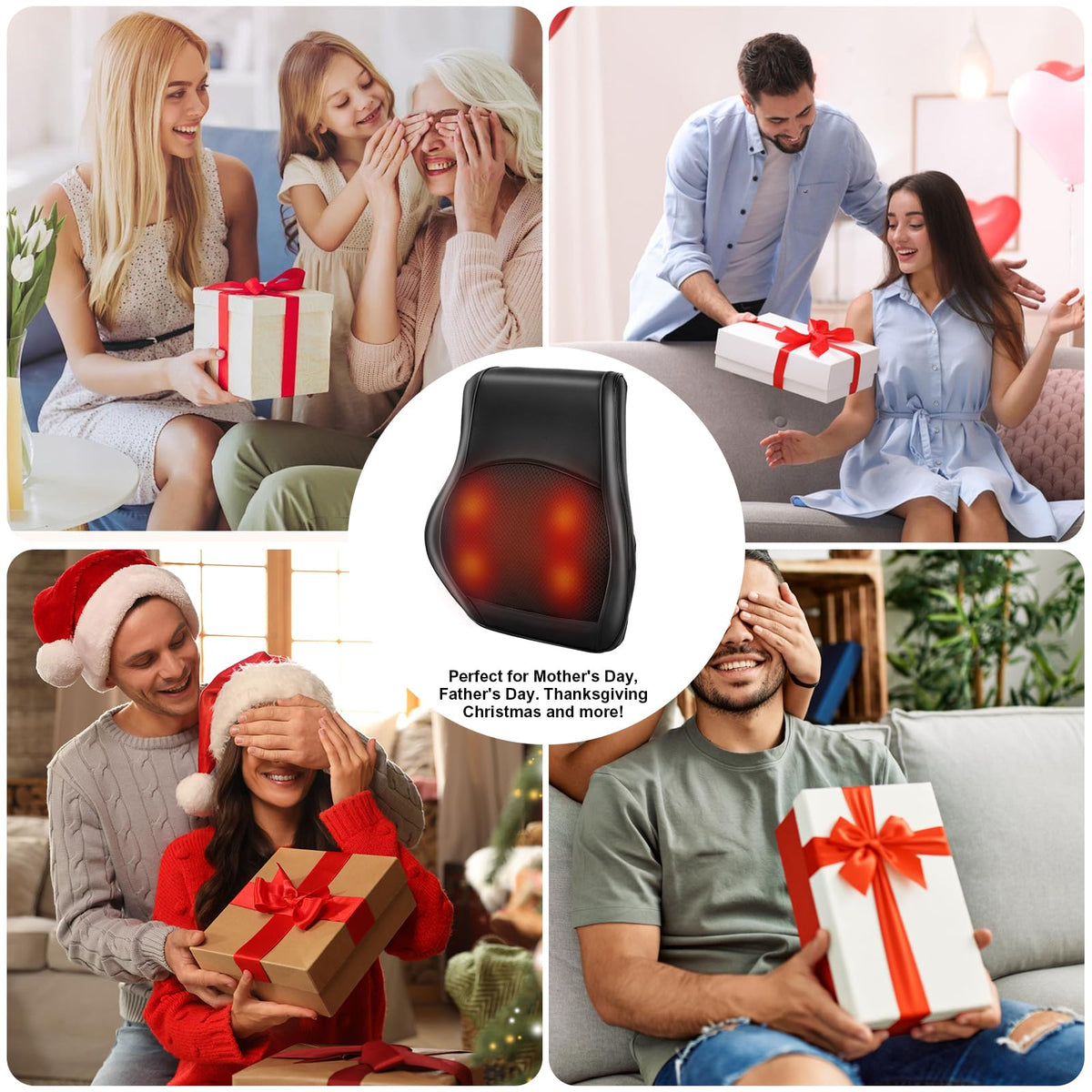 Kovizen Electric Kneading Massage Pillow with 3D Nodes & Heat for Back NEW