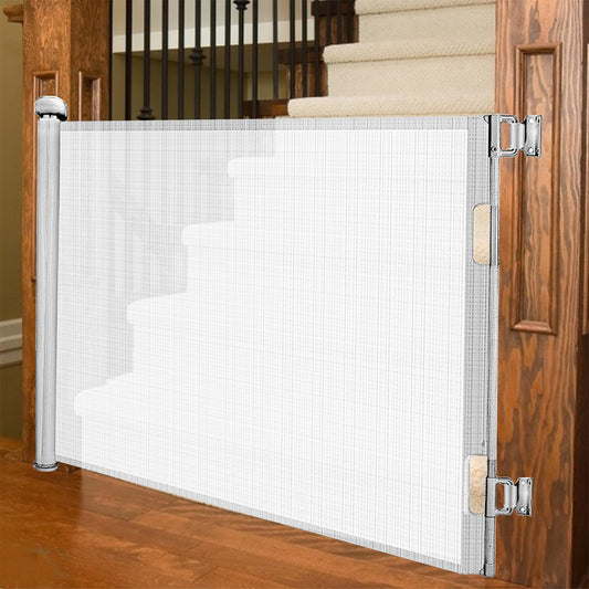 Sulishang Durable 33" Height Mesh Retractable Safety Gate Up To 180cm White DEMO