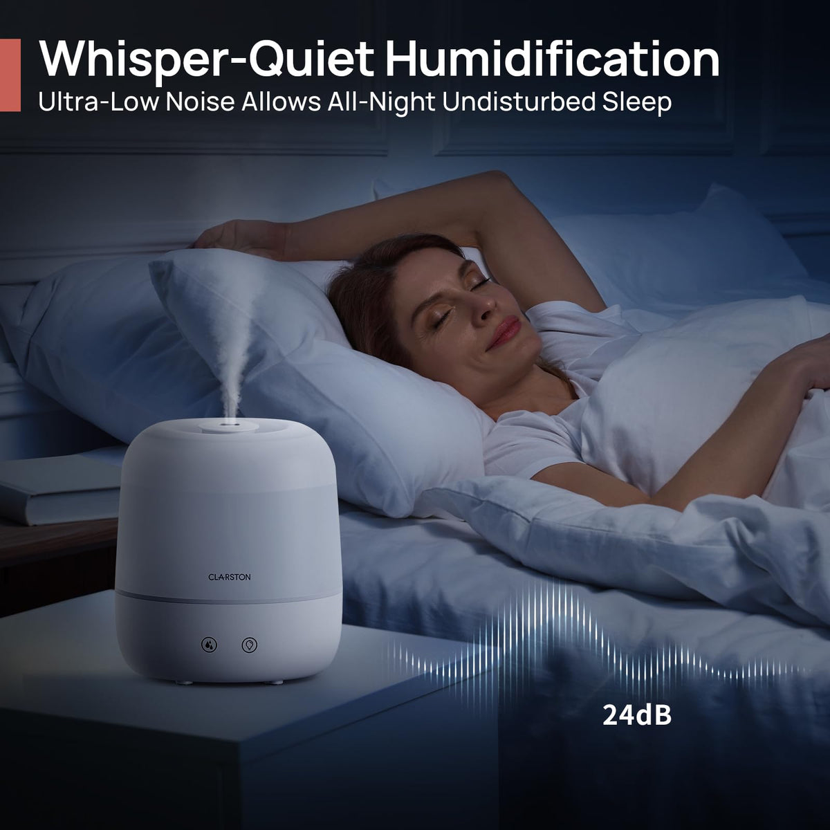Clarston 2L Single Room Humidifier with Top Fill & 360° Nozzle, White DEMO