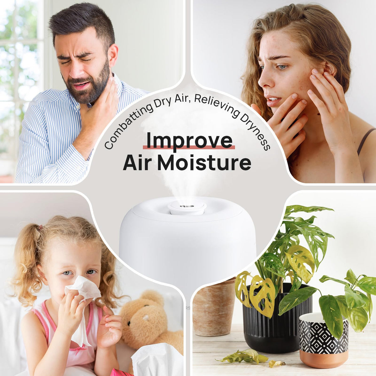 Clarston 2L Single Room Humidifier with Top Fill & 360° Nozzle, White DEMO
