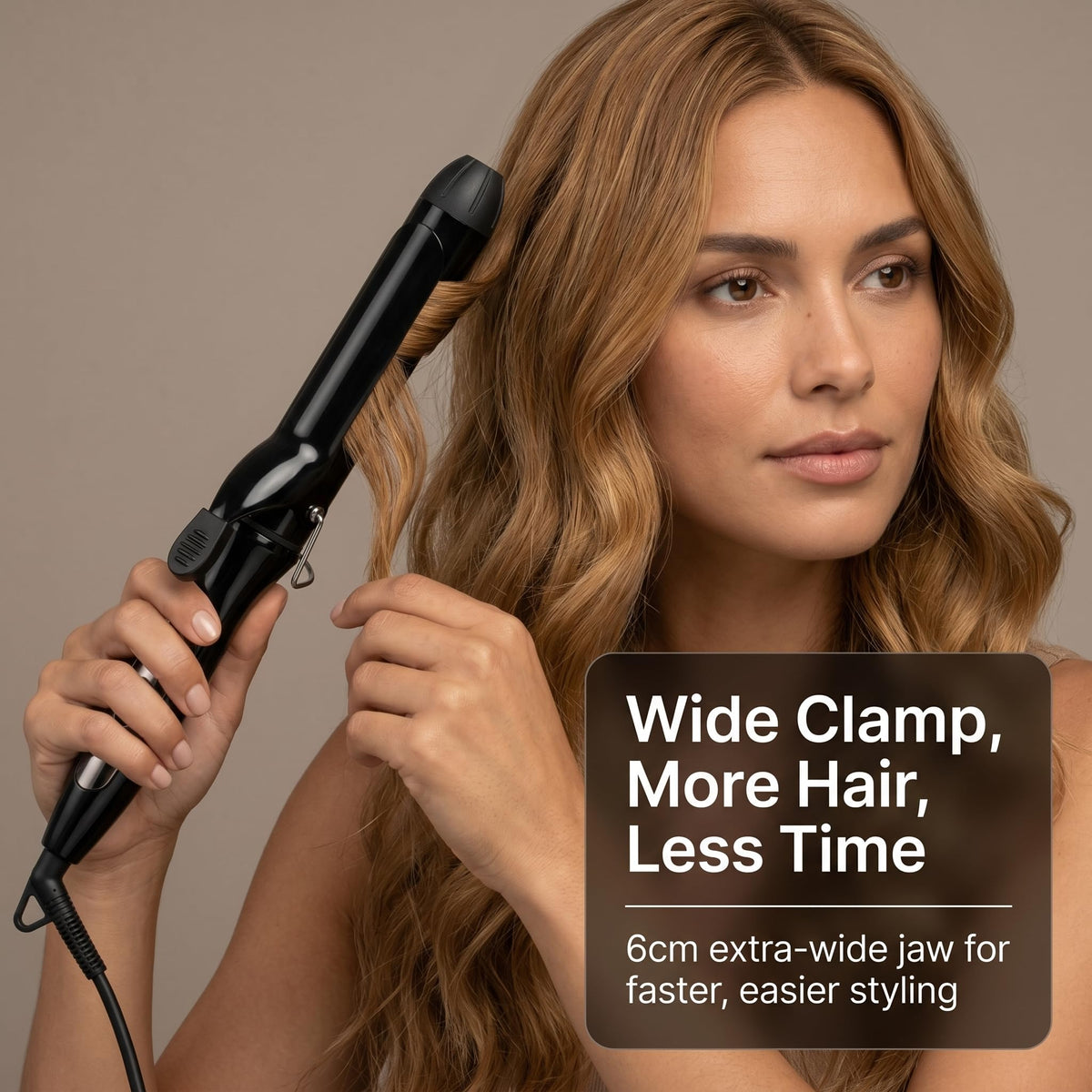 Vibraroo 25mm Wide Ceramic Curling Wand for Loose Waves and Beach Curls NEW
