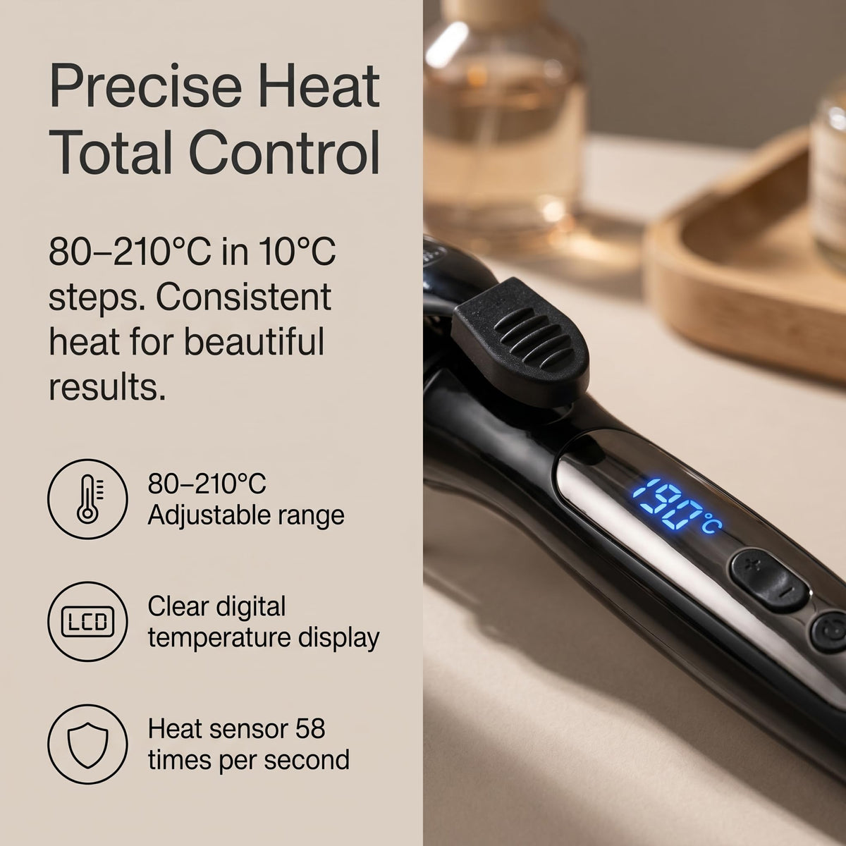 Vibraroo 25mm Wide Ceramic Curling Wand for Loose Waves and Beach Curls NEW