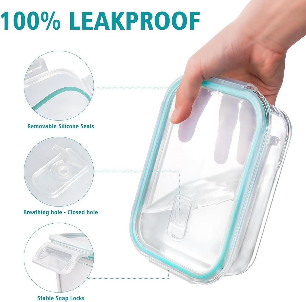 Feshory 10-Pack Container Sets Large Airtight Glass Food Storage Containers NEW