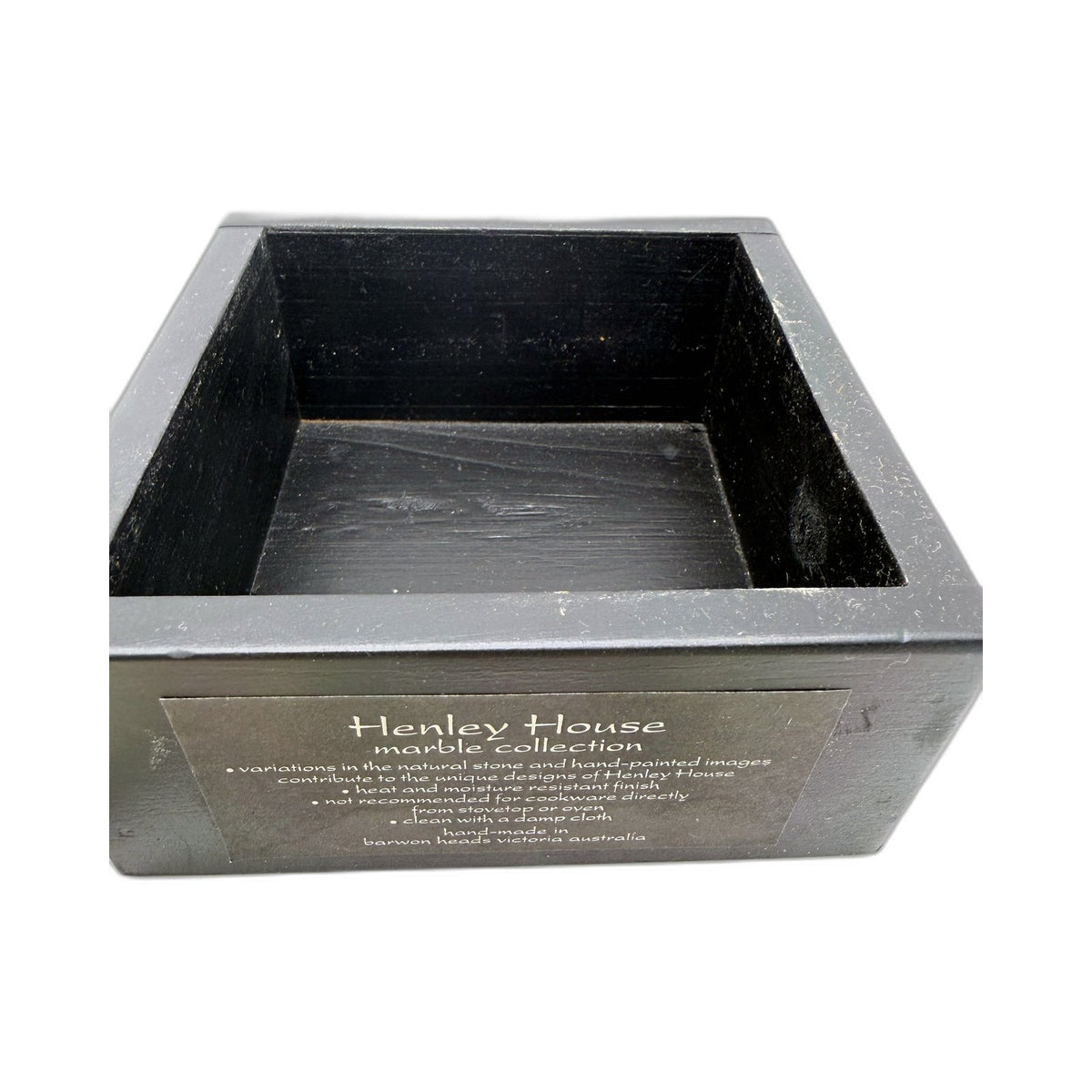 Henley House Decorative Marble Coasters Heat Resistant Stone Cream & Blue 4 Pack