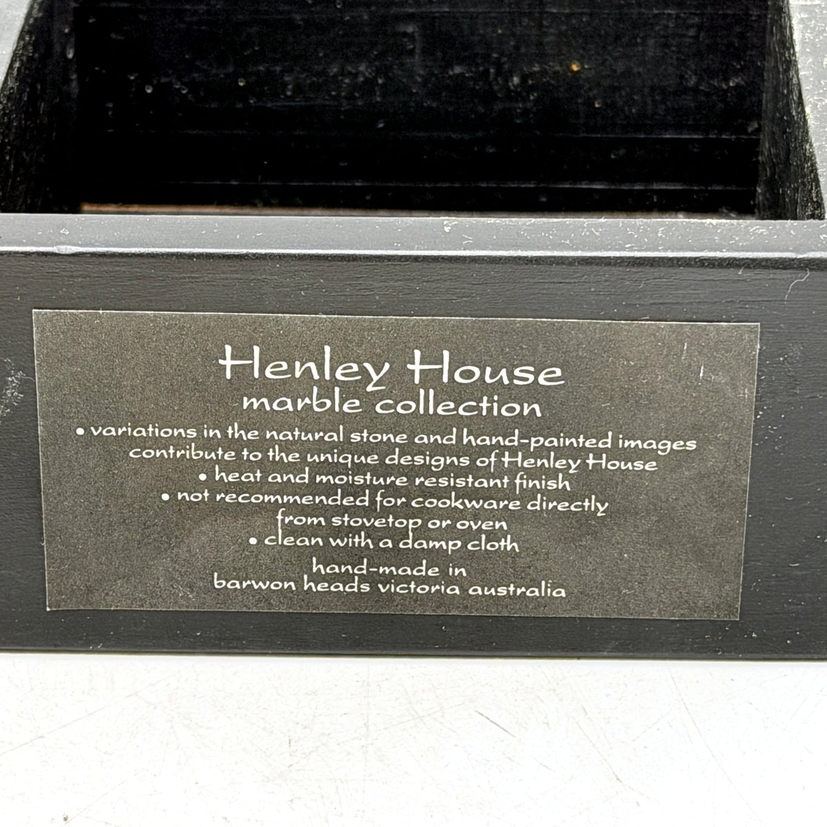 Henley House Decorative Marble Coasters Heat Resistant Stone Cream & Blue 4 Pack