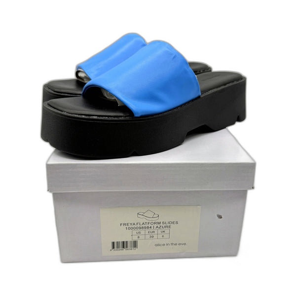 Alice In The Eve Womens Azure FREYA Chunky Platform Slides Size US 8 NEW
