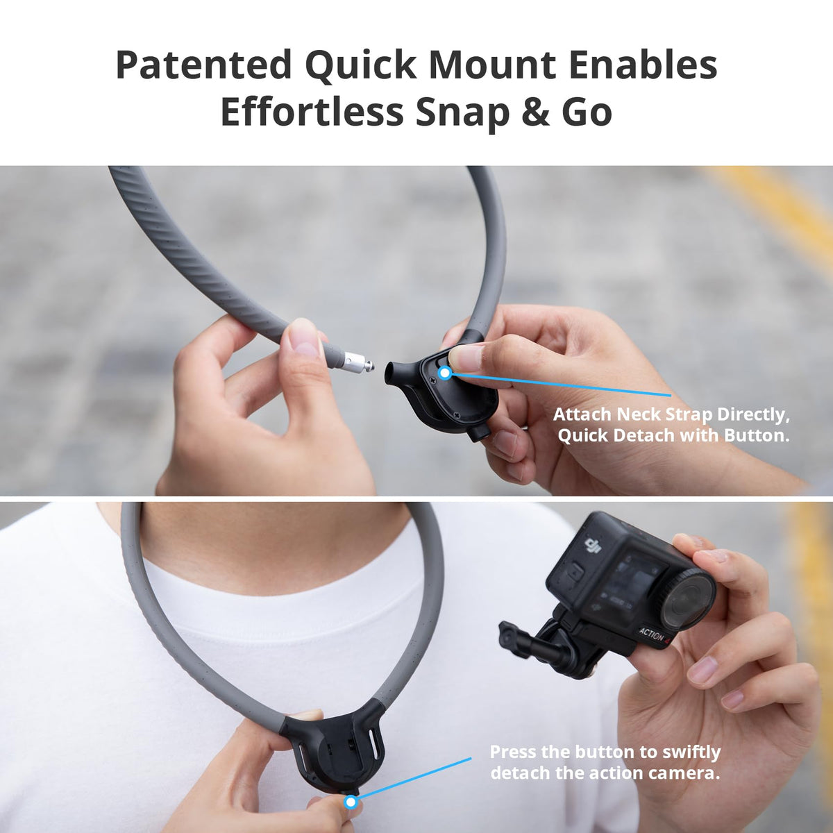 PGYTECH CapLock Mounts POV Neck Mount for DJI OSMO Action 5 Pro/4/3, GoPro NEW