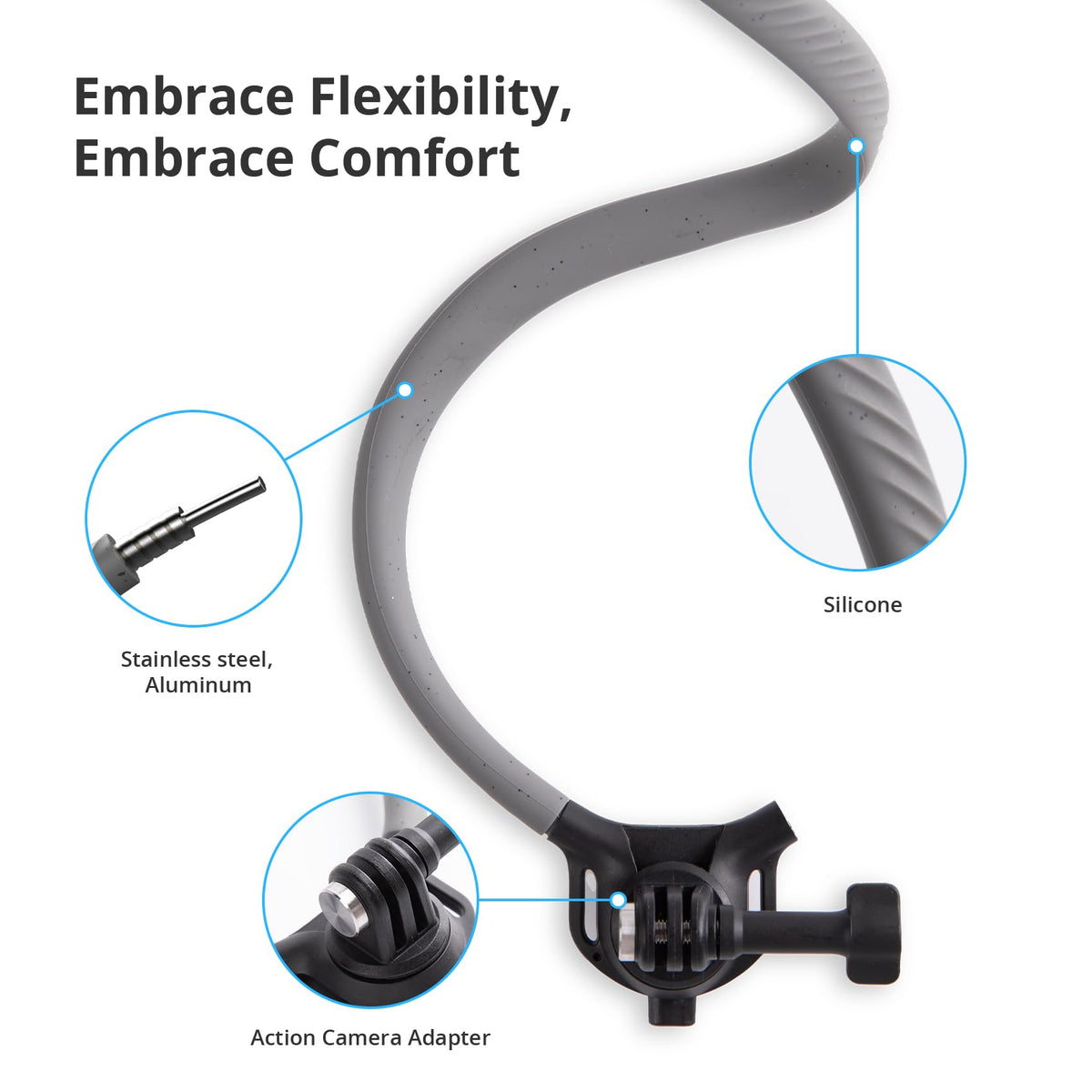 PGYTECH CapLock Mounts POV Neck Mount for DJI OSMO Action 5 Pro/4/3, GoPro NEW