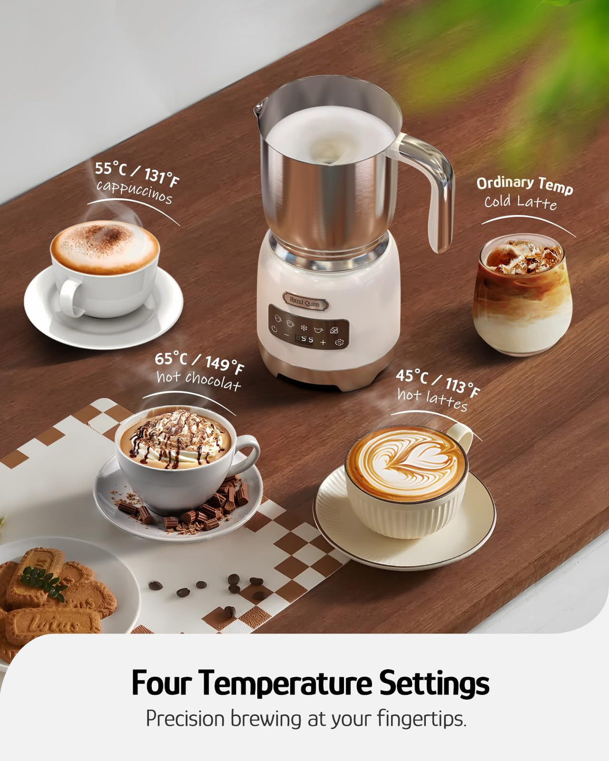 Hazel Quinn Automatic Milk Frother & Steamer 5-in-1 Hot Cold Frothing DEMO