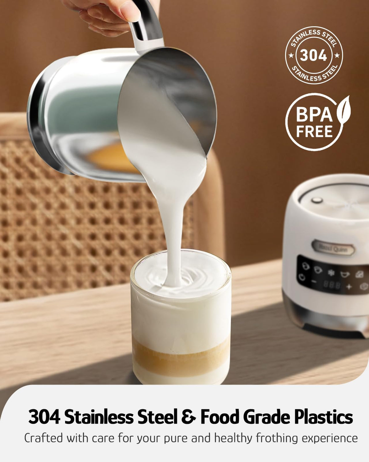 Hazel Quinn Automatic Milk Frother & Steamer 5-in-1 Hot Cold Frothing DEMO
