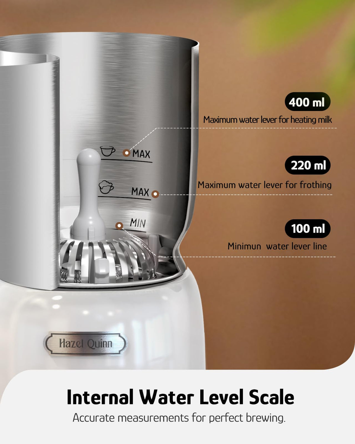 Hazel Quinn Automatic Milk Frother & Steamer 5-in-1 Hot Cold Frothing DEMO