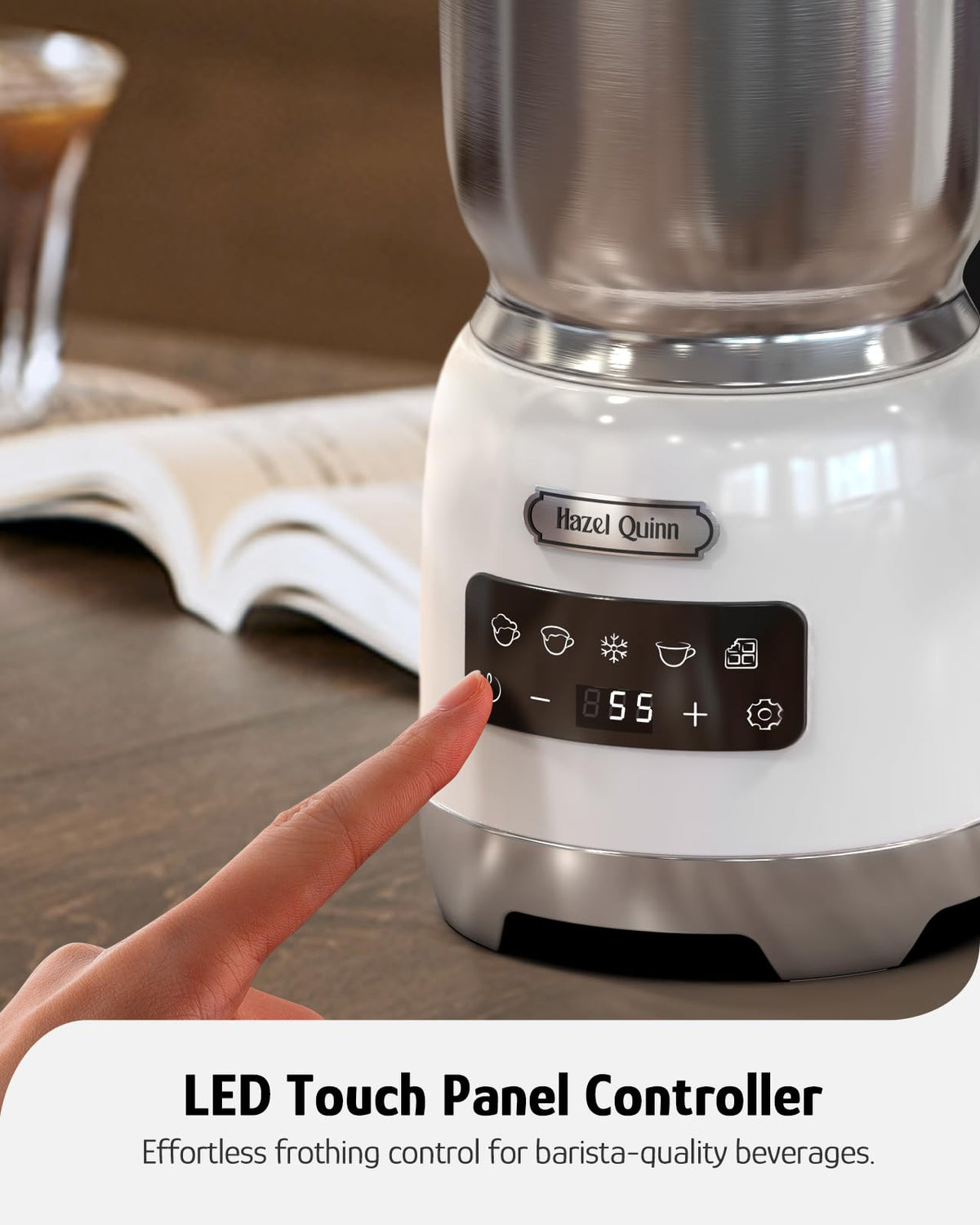 Hazel Quinn Automatic Milk Frother & Steamer 5-in-1 Hot Cold Frothing DEMO