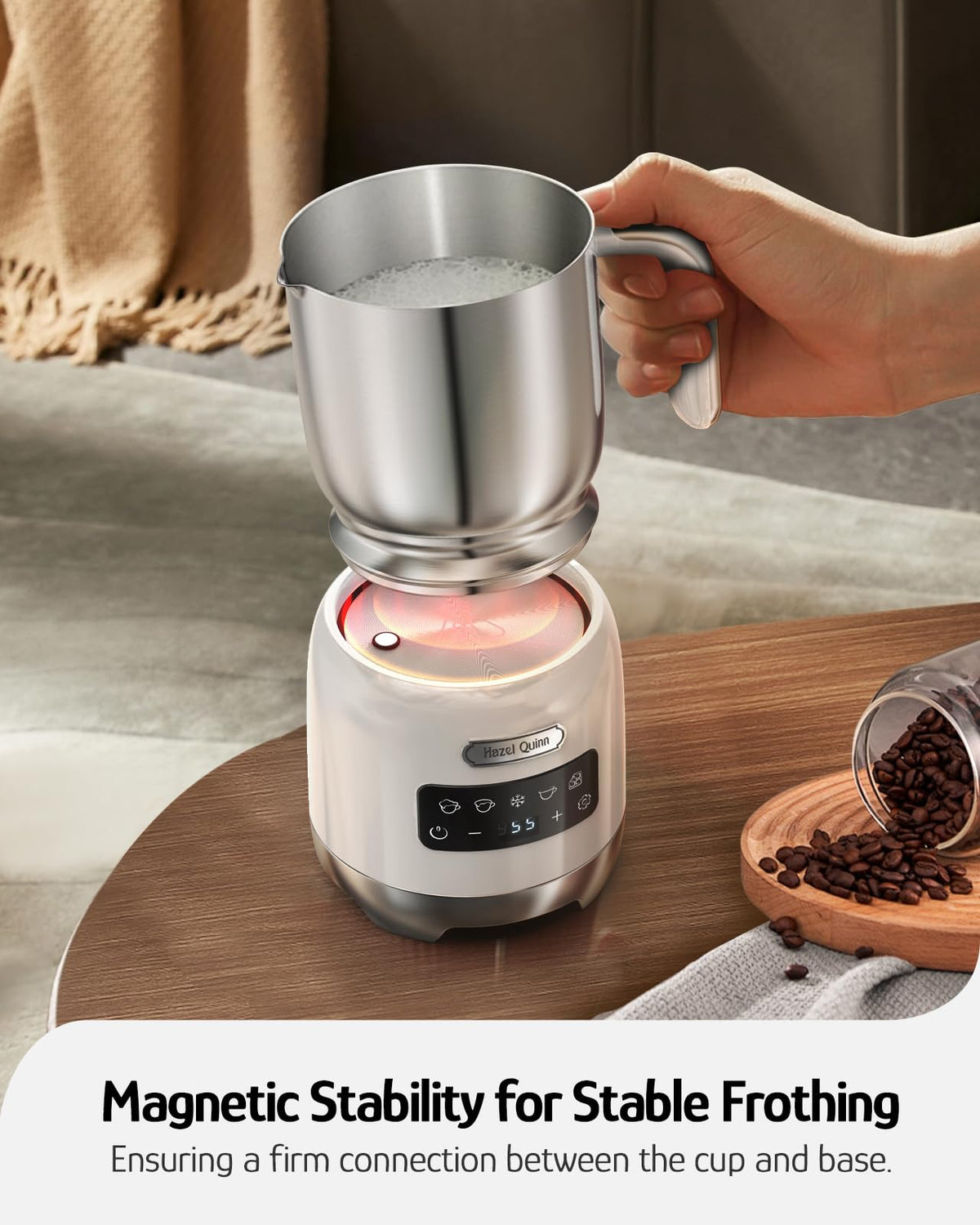 Hazel Quinn Automatic Milk Frother & Steamer 5-in-1 Hot Cold Frothing DEMO