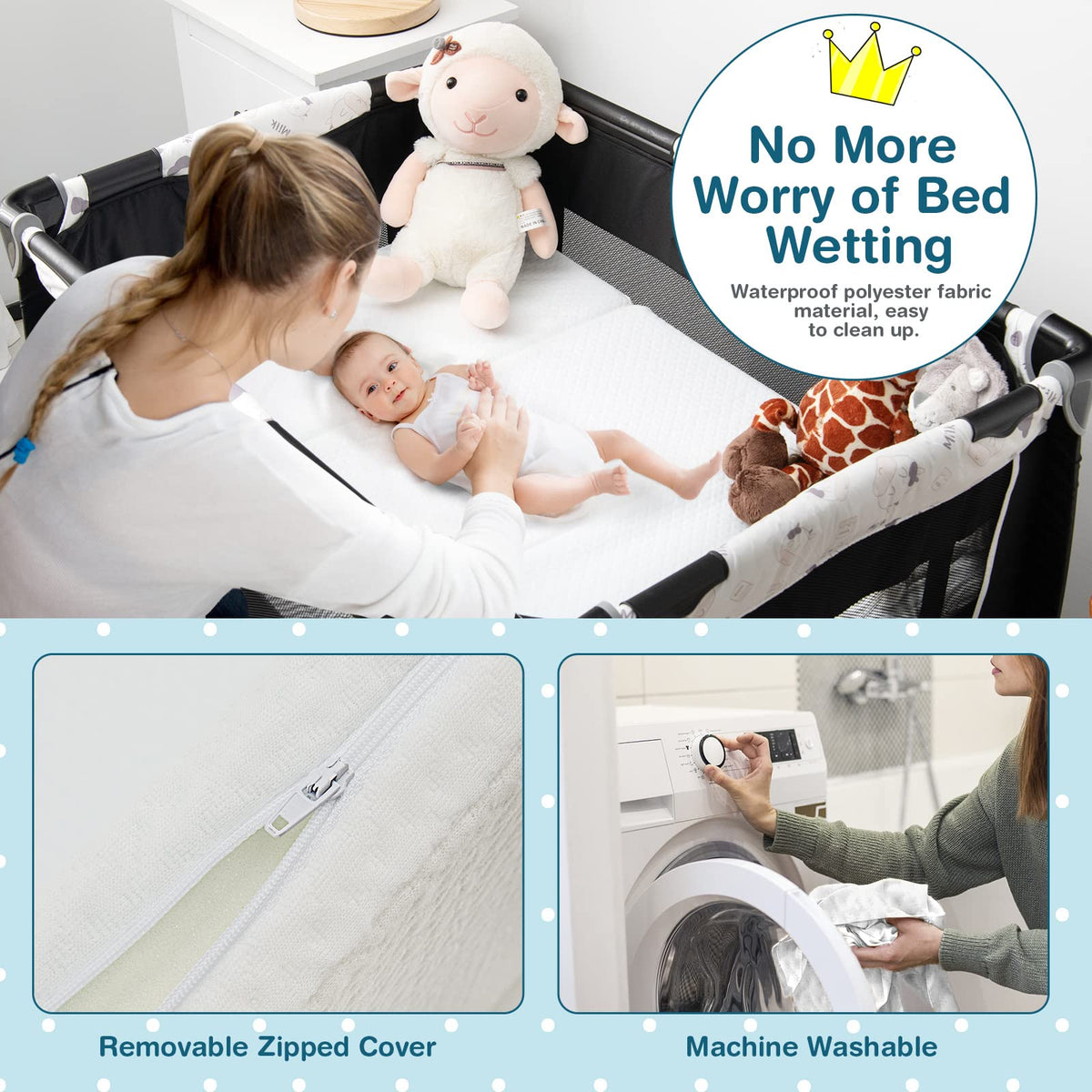 Baby Joy Mattresses Tri-Fold Folding Cot Mattress, Dual-Sided Foam Crib, NEW