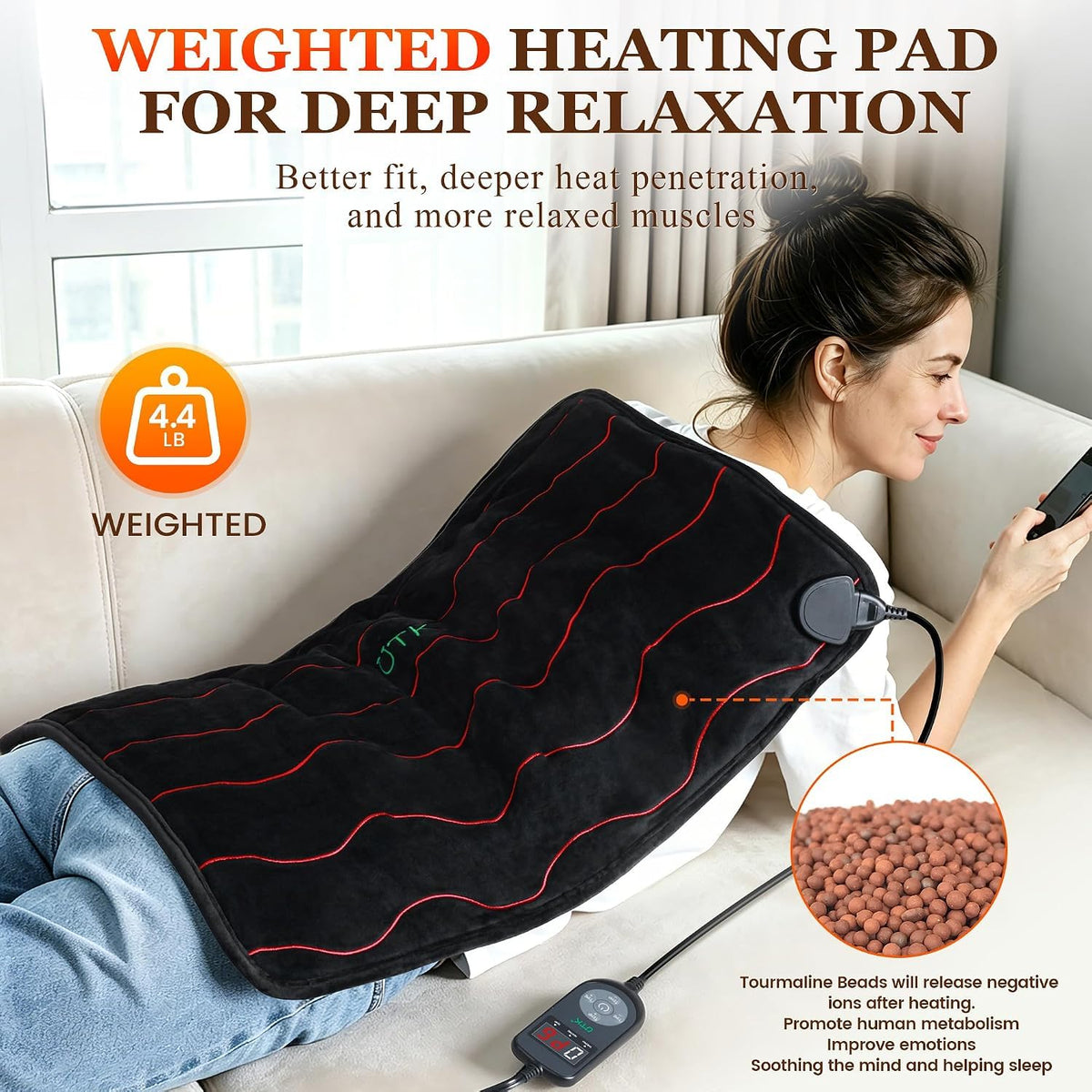 UTK Weighted Far Infrared Heating Pad for Back Pain Relief Hot to 159°F DEMO