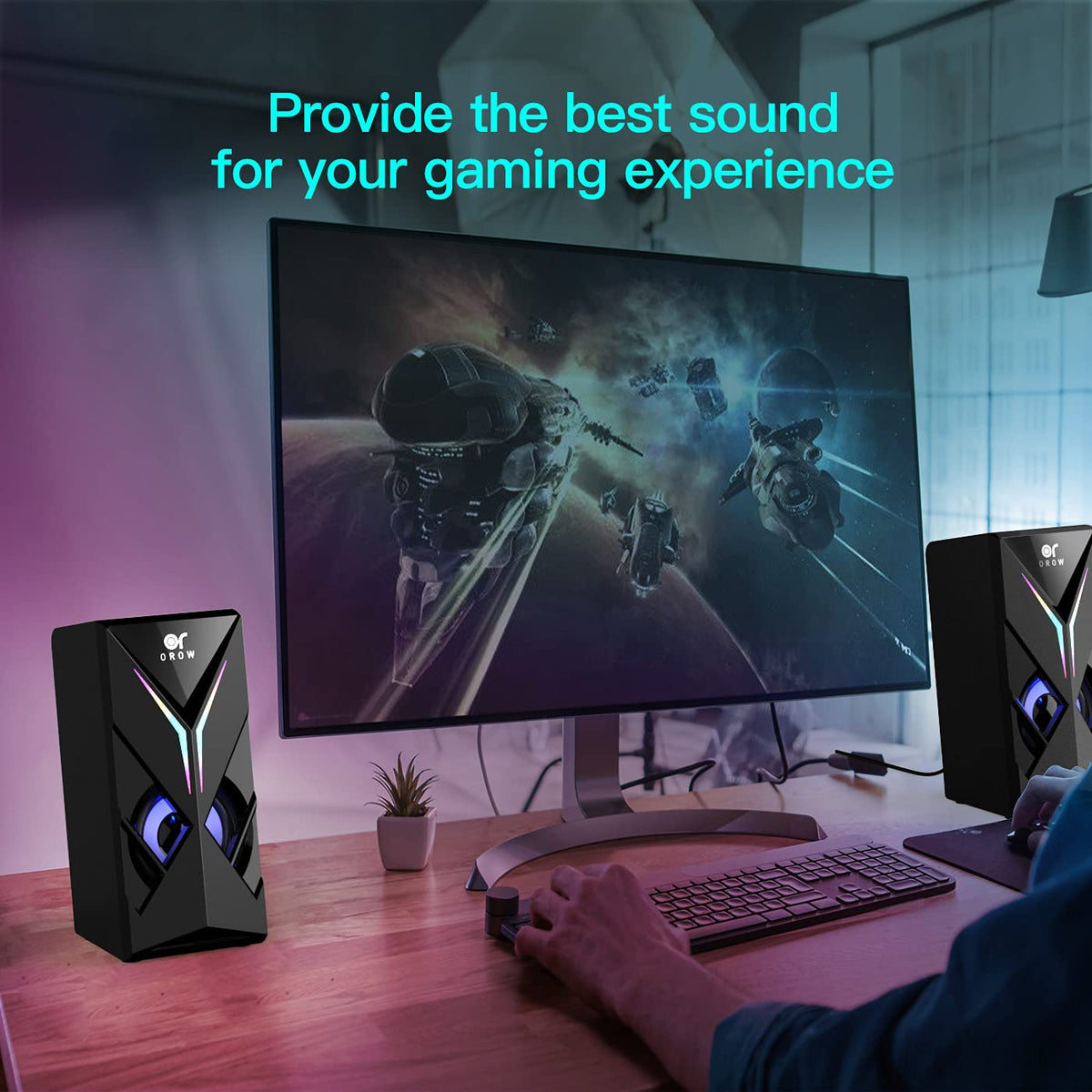 OROW 10W RGB Computer Speakers with Colorful LED Lighting for Gaming PCs DEMO