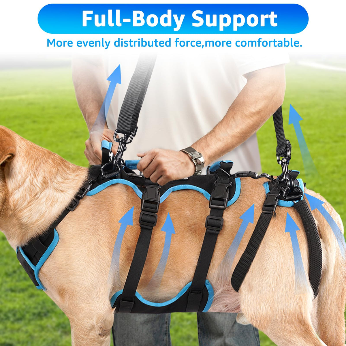 lafoty Dog Lifting Harness Vest Detachable Help Em Up Nylon Black Size XL NEW