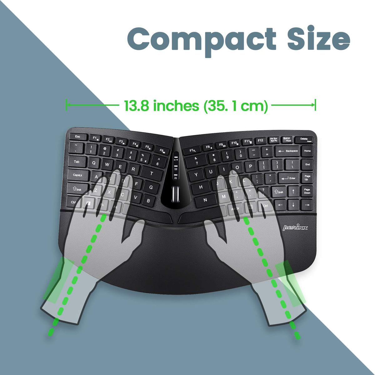 Perixx Wireless Mini Ergonomic Keyboard and Portable Vertical Mouse Black DEMO