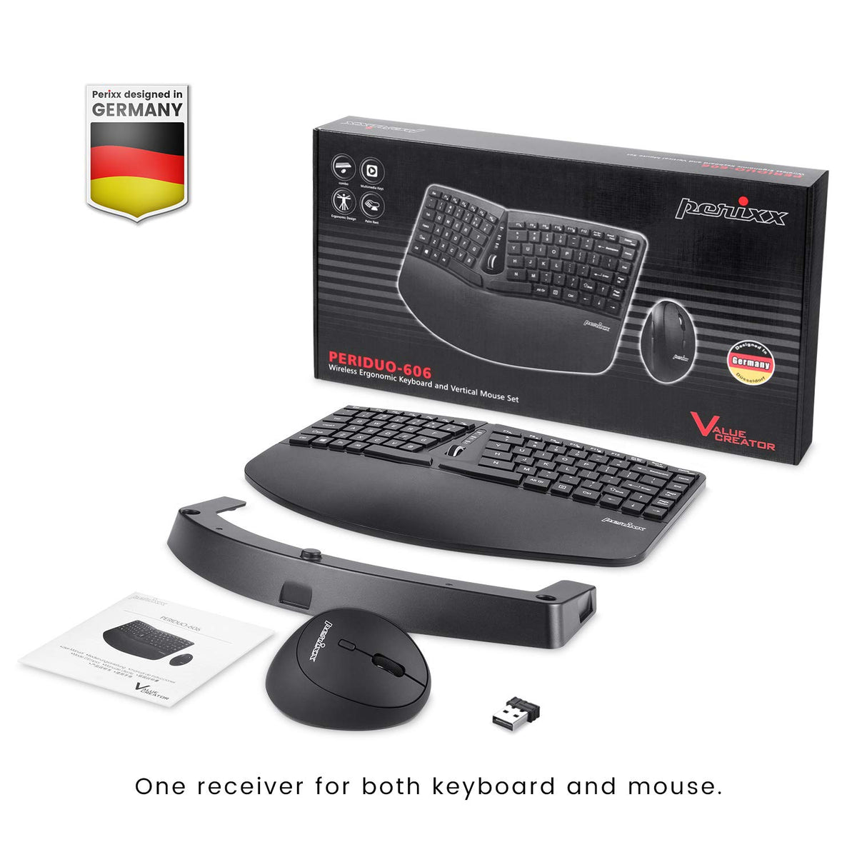 Perixx Wireless Mini Ergonomic Keyboard and Portable Vertical Mouse Black DEMO