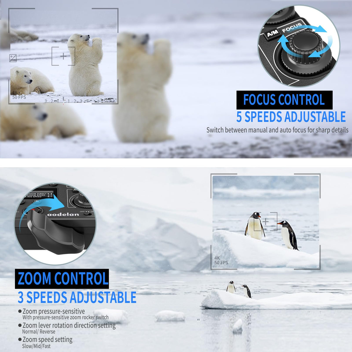 AODELAN Wireless and Wired Remote Commander LANC Camera Zoom Controller DEMO