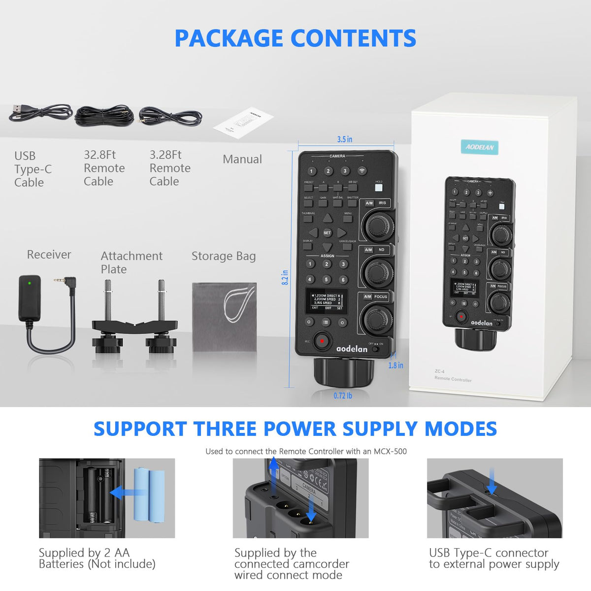 AODELAN Wireless and Wired Remote Commander LANC Camera Zoom Controller DEMO