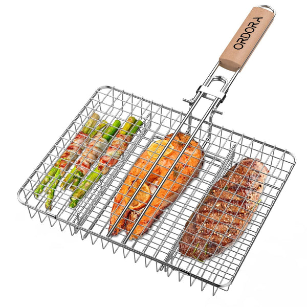 ORDORA Portable Barbecue Cookware Grill Basket 304 Stainless Steel BBQ NEW