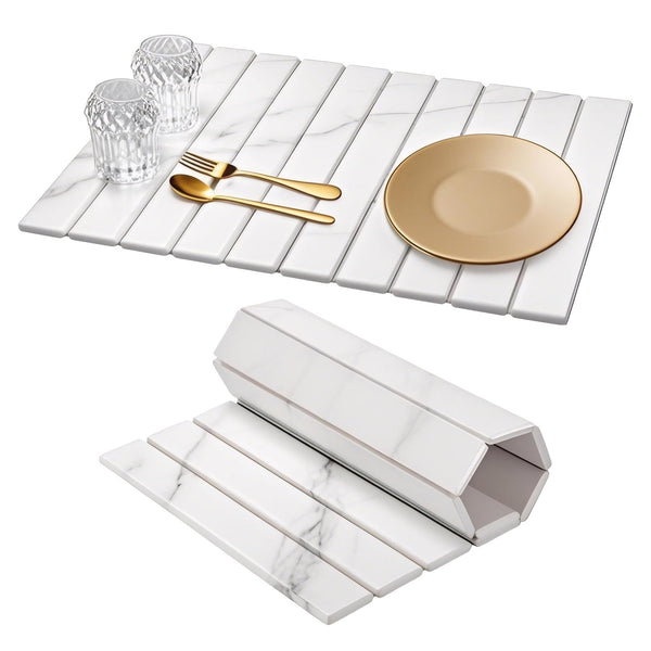 YDCZTYGY Foldable Dish Drying Mat Absorbent Quick Dry Heat-Resistant White NEW