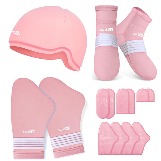 SUZZIPAD Cold Therapy Socks and Hand Ice Pack Gloves for Chemotherapy Pink NEW