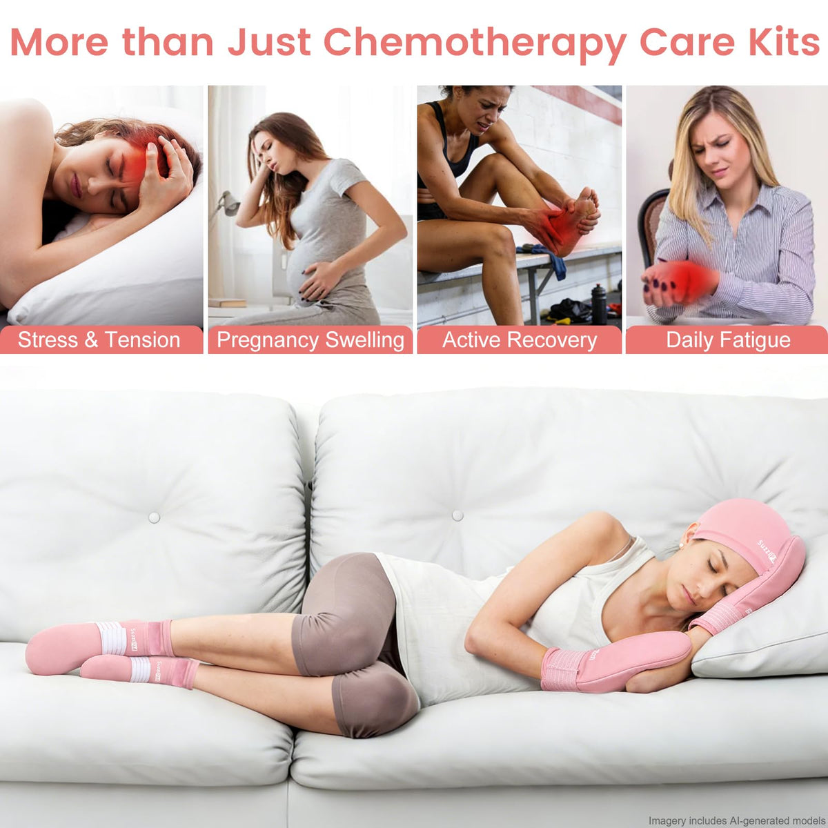 SUZZIPAD Cold Therapy Socks and Hand Ice Pack Gloves for Chemotherapy Pink NEW