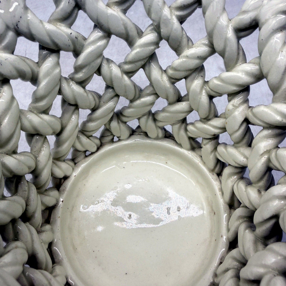 VINTAGE Handmade Made In Spain Plait Decorative White Ceramic Planter Pot