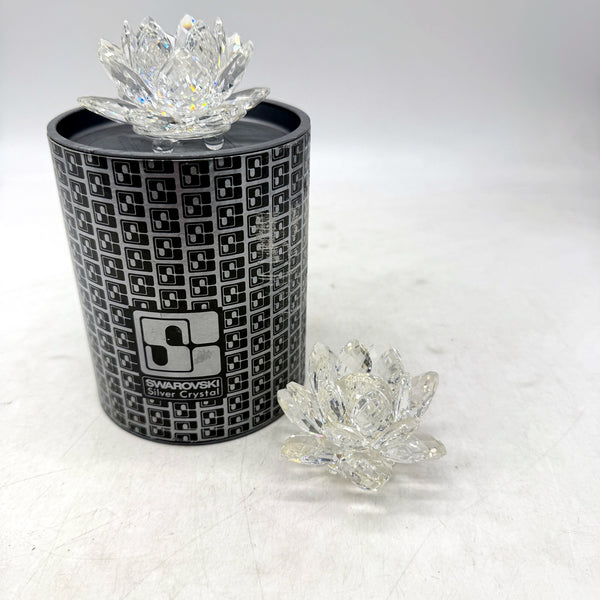 Swarovski Crystal Lotus Flower Figurine Clear 2 Pack Collectible Decor 