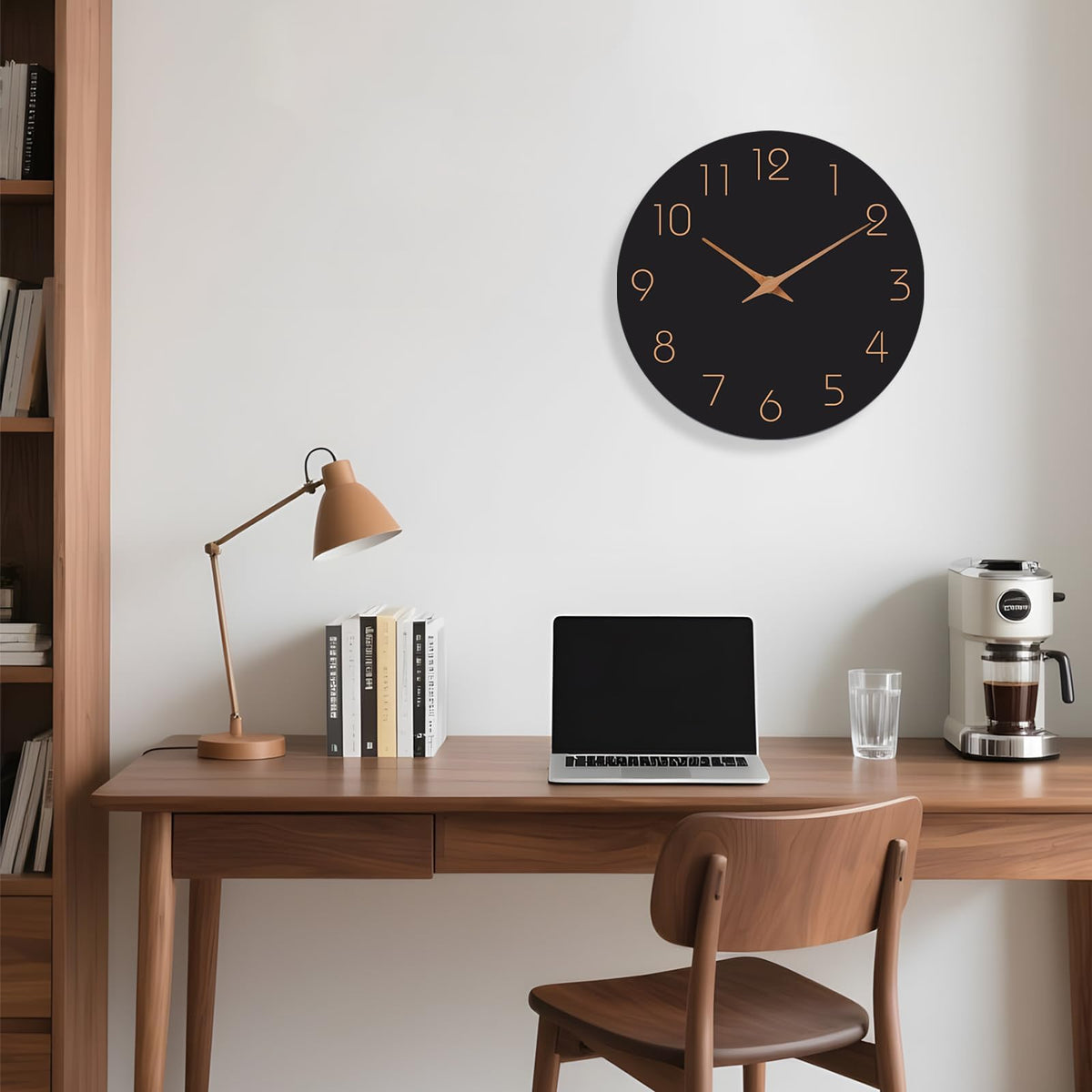 Mosewa 12 Inch Black Wall Clock - Battery Operated Silent Non-Ticking Size NEW