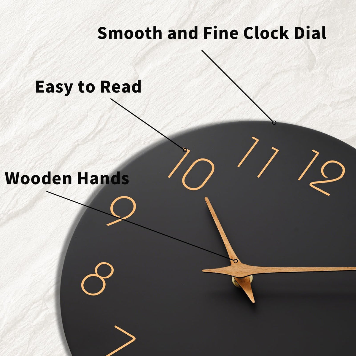 Mosewa 12 Inch Black Wall Clock - Battery Operated Silent Non-Ticking Size NEW
