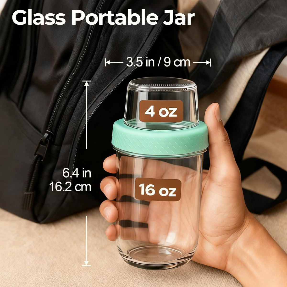 ComSaf Dual-Layer Chia Pudding Overnight Oats Storage Jars with Lids Green NEW
