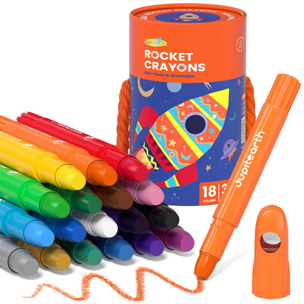 JUPITEARTH 18 Color Twist Crayons for Toddlers Ages 1-3, Non-Toxic DEMO