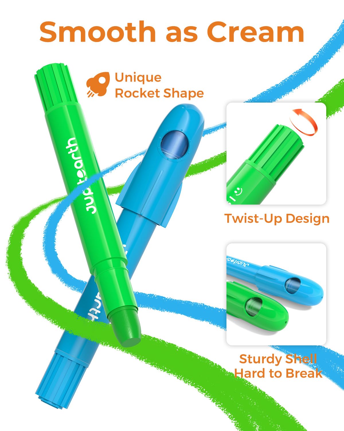 JUPITEARTH 18 Color Twist Crayons for Toddlers Ages 1-3, Non-Toxic DEMO