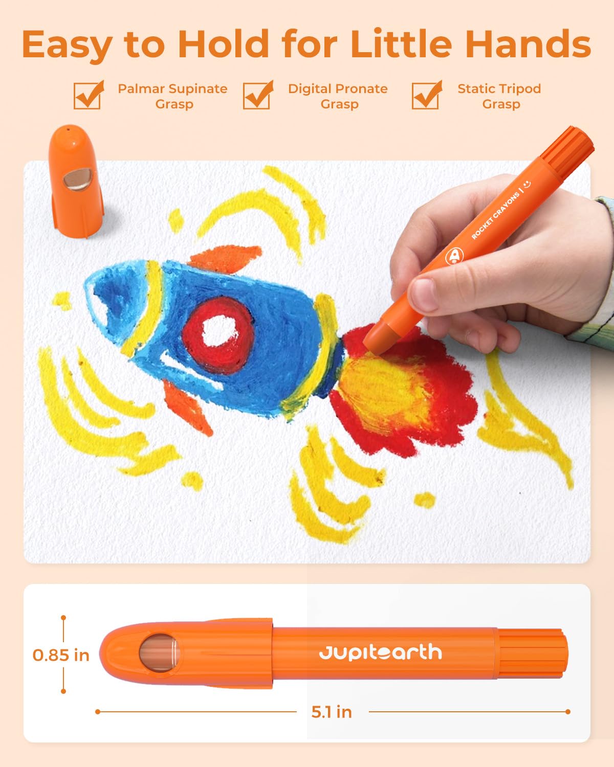 JUPITEARTH 18 Color Twist Crayons for Toddlers Ages 1-3, Non-Toxic DEMO