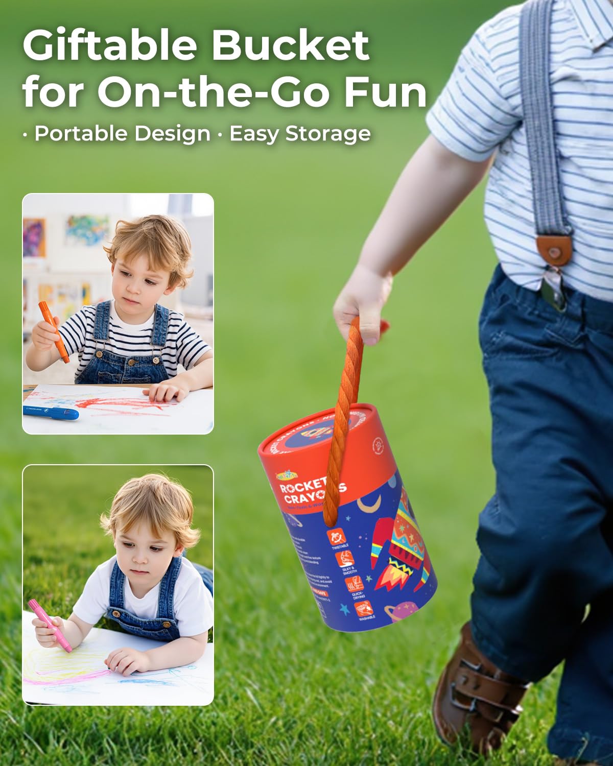 JUPITEARTH 18 Color Twist Crayons for Toddlers Ages 1-3, Non-Toxic DEMO