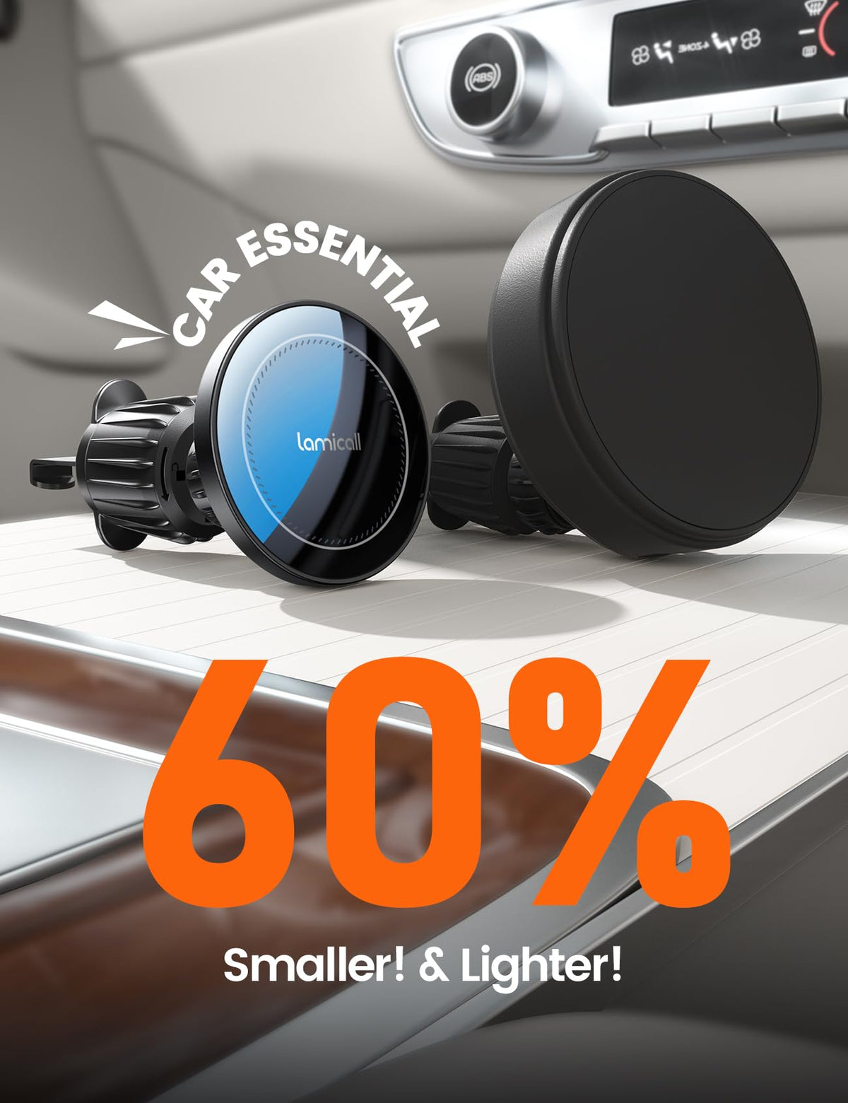 Lamicall 15W Automobile Chargers Wireless Car Mount Charger 360 Degree NEW