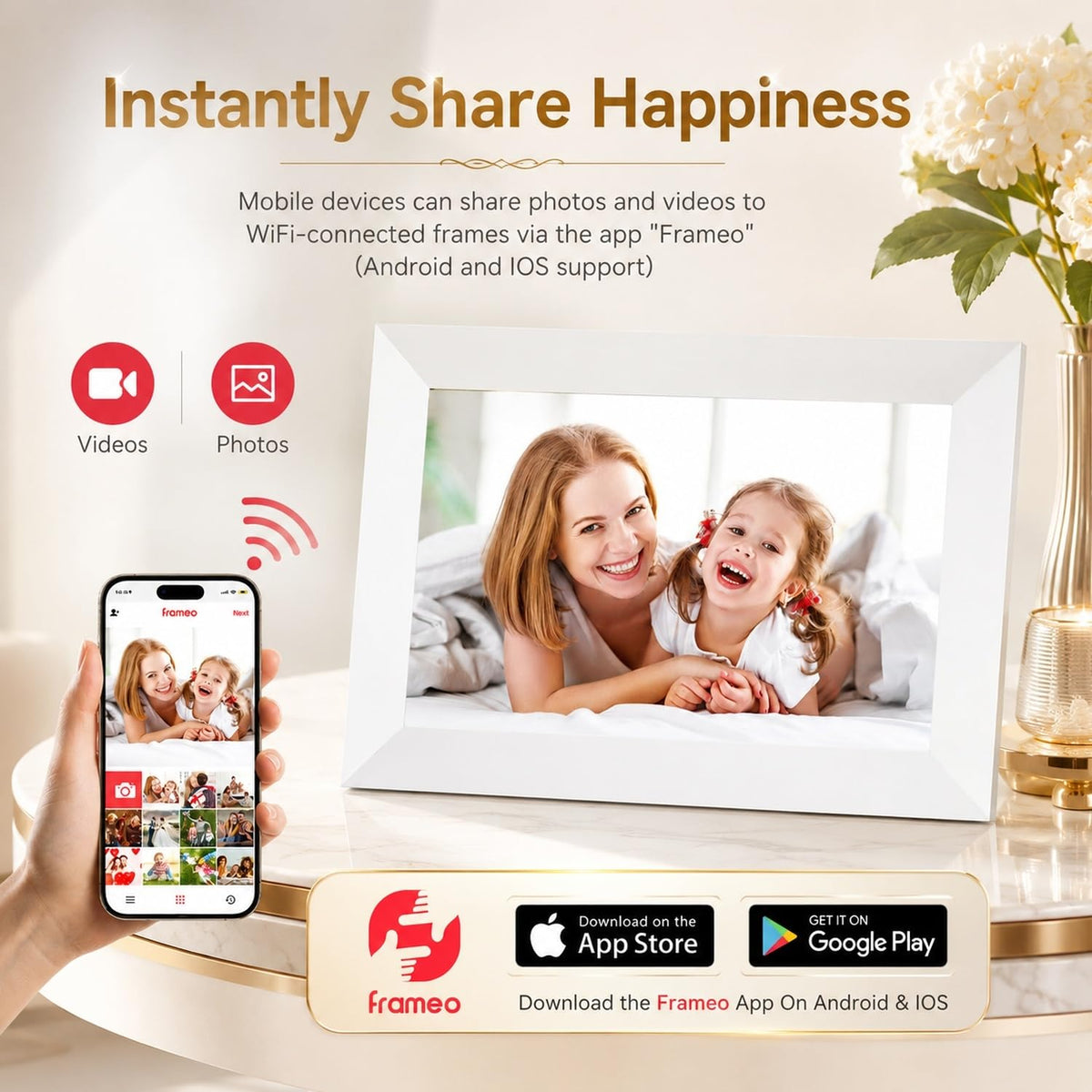 ZoYue 10.1 Inch WiFi Digital Picture Frame 32GB Memory 1280x800 HD IPS NEW