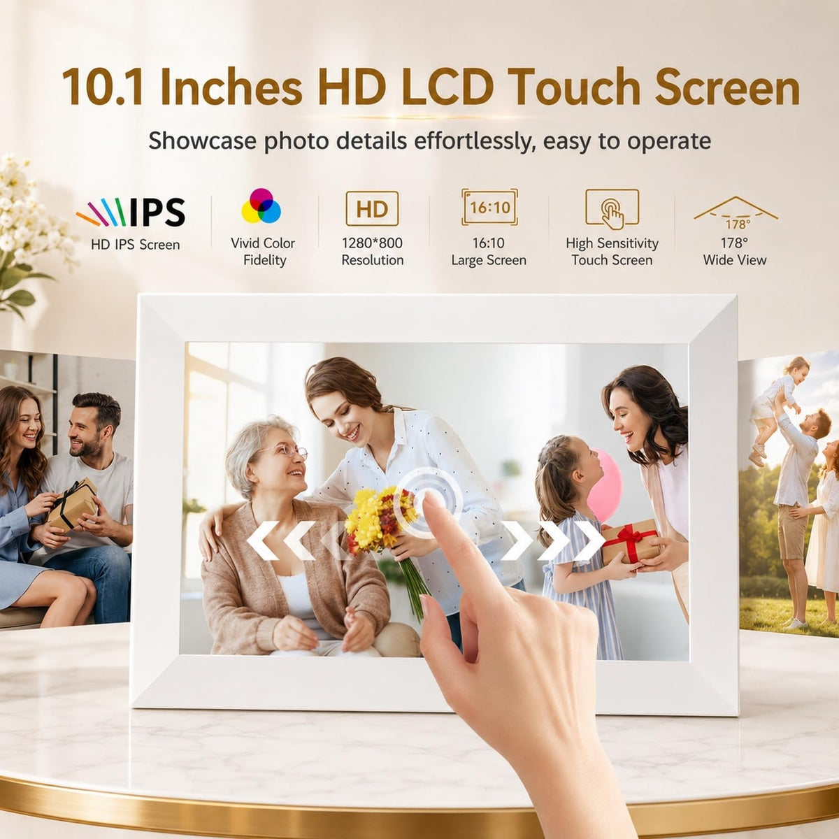 ZoYue 10.1 Inch WiFi Digital Picture Frame 32GB Memory 1280x800 HD IPS NEW