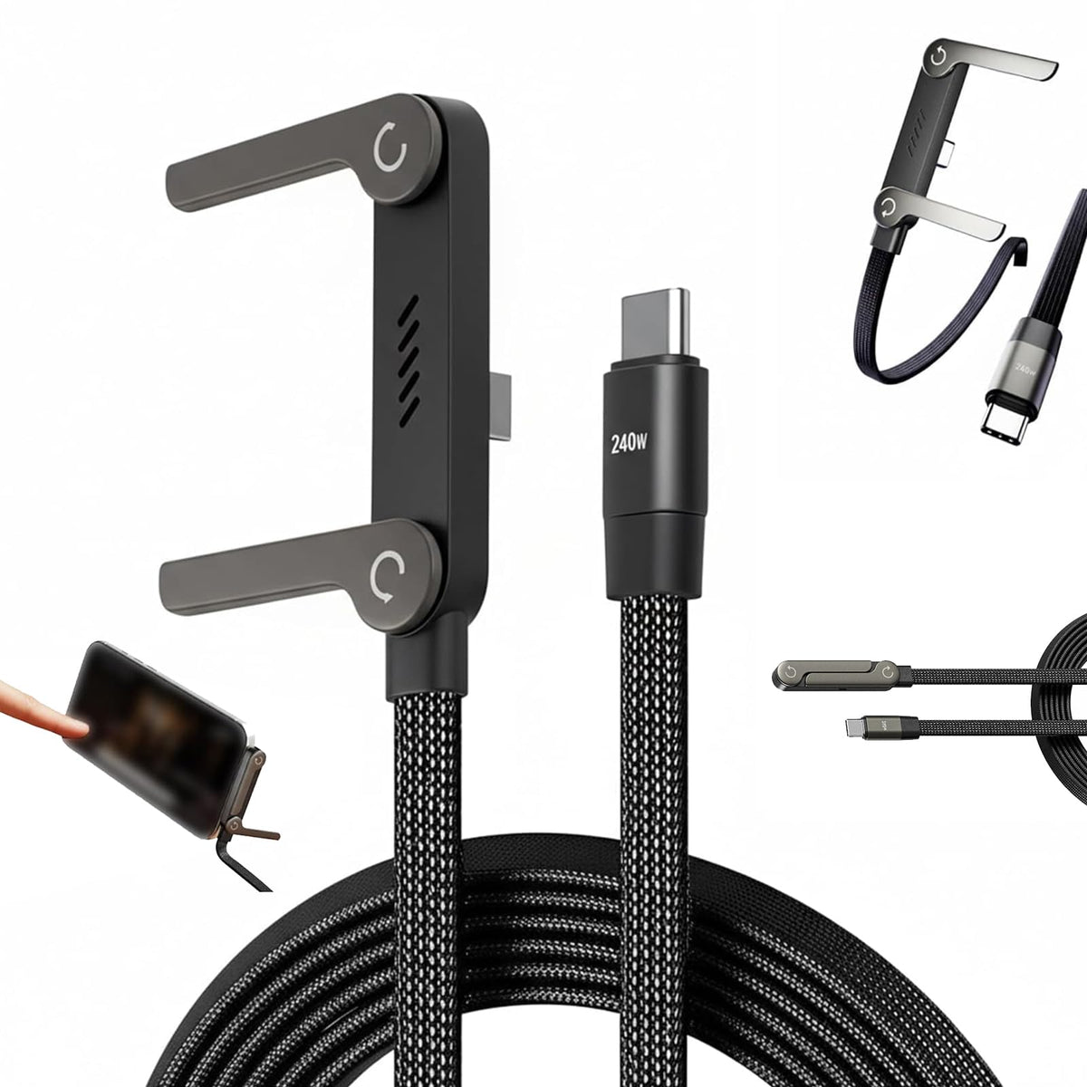 Komiyaa 240W USB Cables Braided Fast Charging USB-C Cable with Invisible NEW