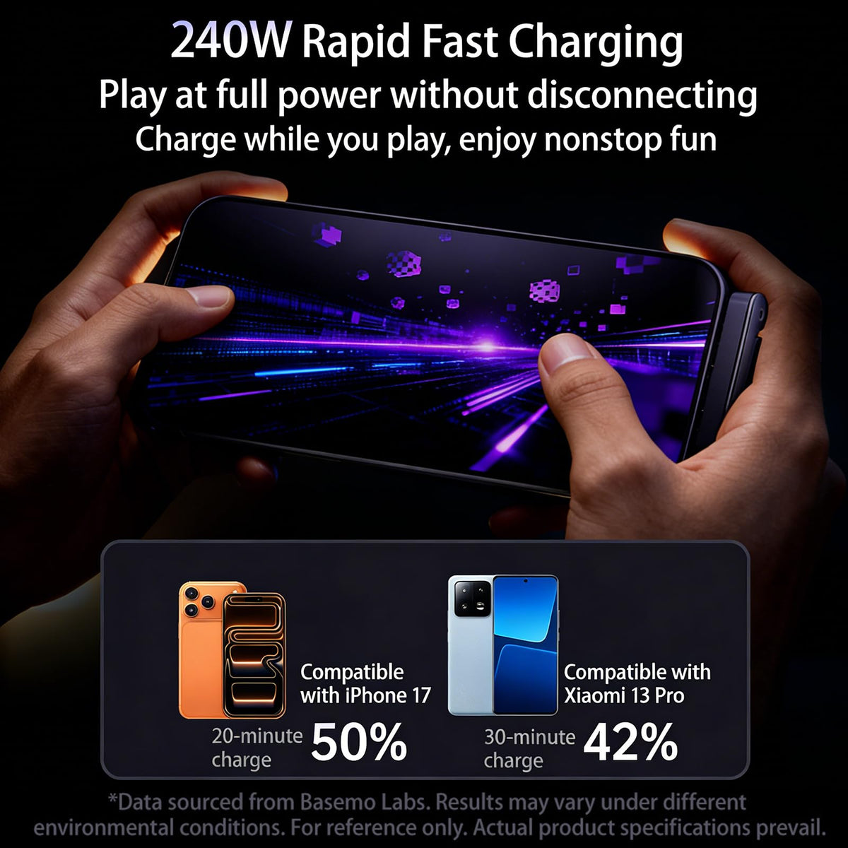 Komiyaa 240W USB Cables Braided Fast Charging USB-C Cable with Invisible NEW