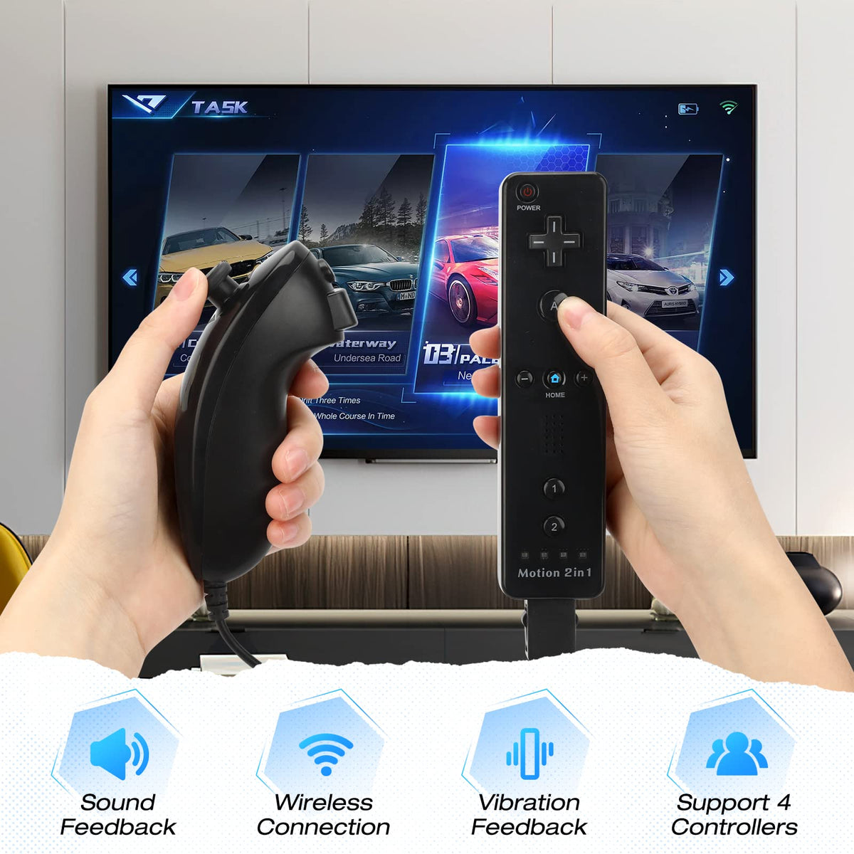 FISUPER 2-in-1 Accessories Wii/Wii U Remote Controller with Motion Plus NEW