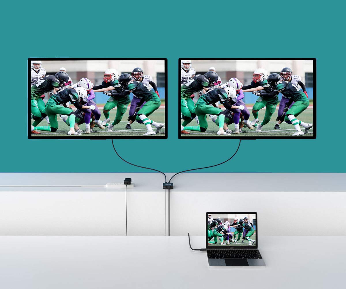 MT-VIKI 4K Splitters HDMI Splitter 1 in 2 Out Powered Dual Monitor Display NEW
