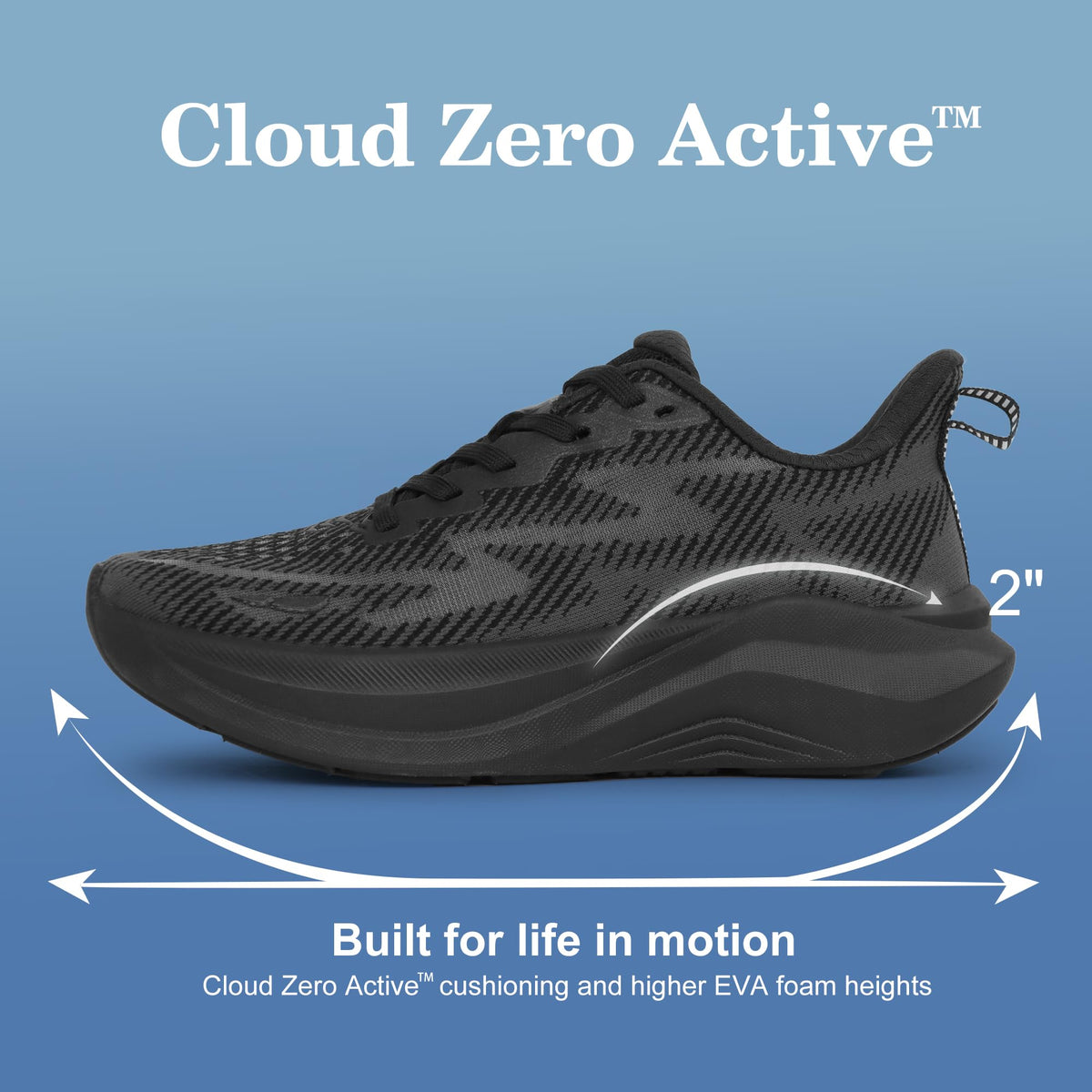 Hawkwell Cloud Zero Active Cushion Breathable Walking Shoes Black US 6.5 NEW