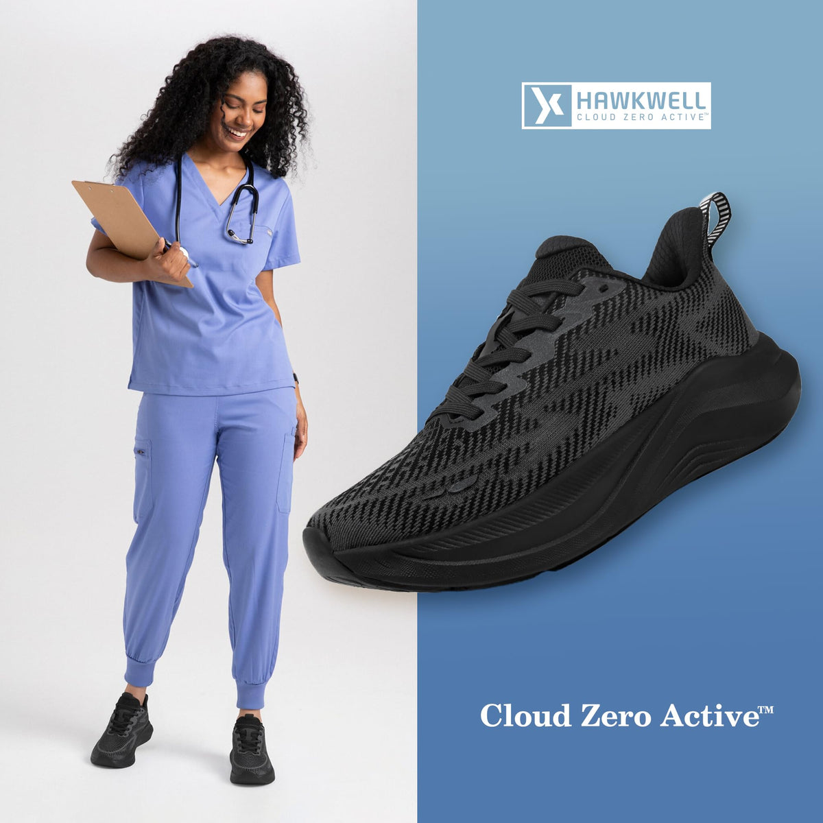 Hawkwell Cloud Zero Active Cushion Breathable Walking Shoes Black US 6.5 NEW