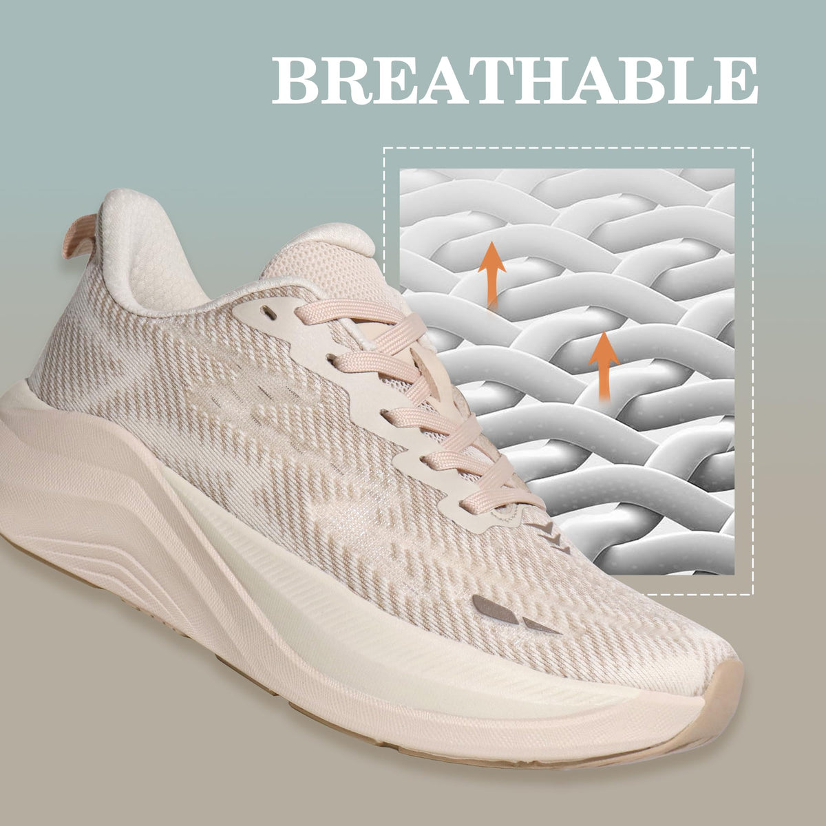 Hawkwell Cloud Zero Active Cushion Breathable Walking Shoes Beige US10 EU 42 NEW